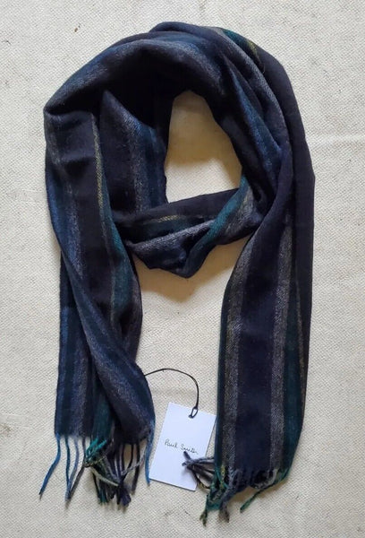 PAUL SMITH SCARF Mens Signature Stripes Lambswool Made In Uk Rrp £140
