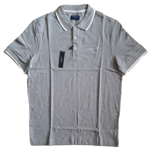 HACKETT Polo Shirt Mens M Grey White Trim Golf New With Tags
