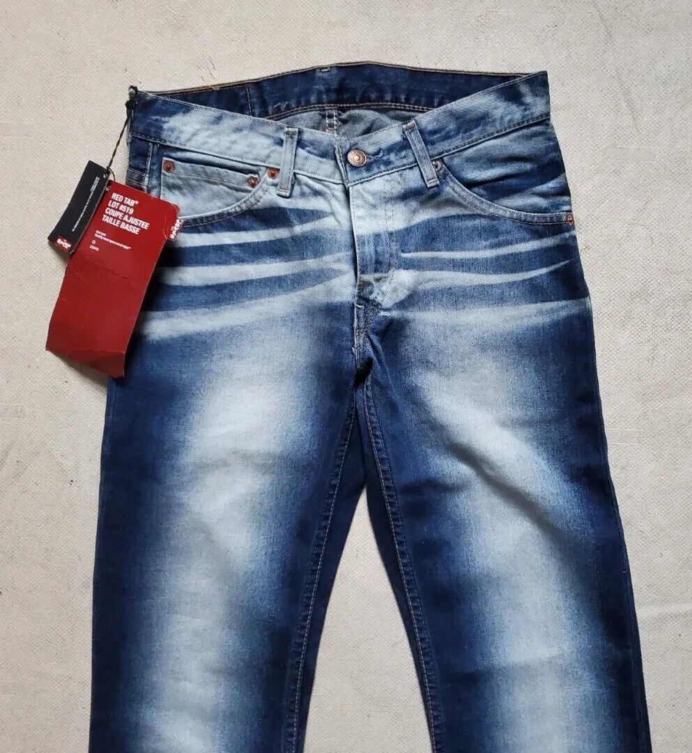 LEVIS 519 Jeans Mens W 30 L 34 Slim Fit Low Rise Blue Fade Denim New With Tags