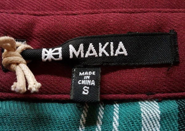 MAKIA OVER SHIRT Reversible Mens S  North Sea Fishing Green Burgundy Thick Weave