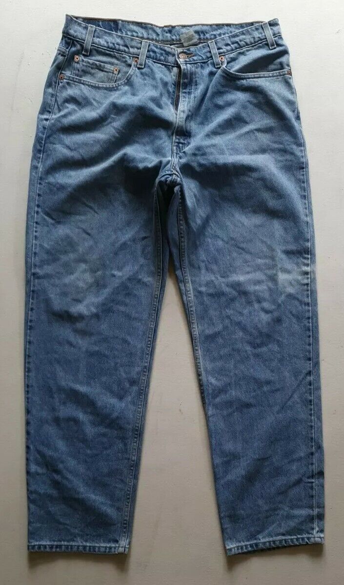 LEVIS 550 JEANS W 38 L 32 Vintage Relaxed Fit Blue Denim Red Tab (67)