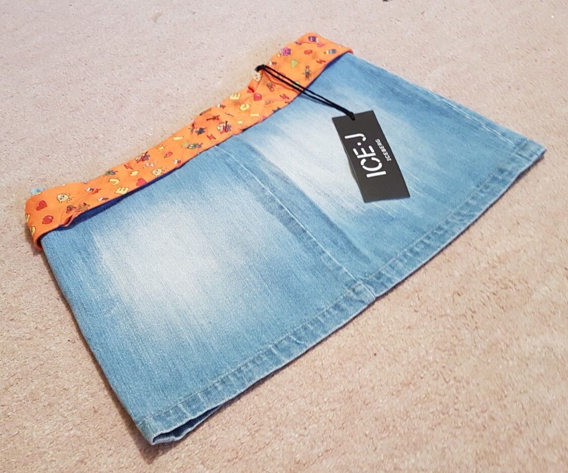 ICEBERG ICE J Skirt Womens UK 10 Blue Cotton Denim Gilmar Made In Italy