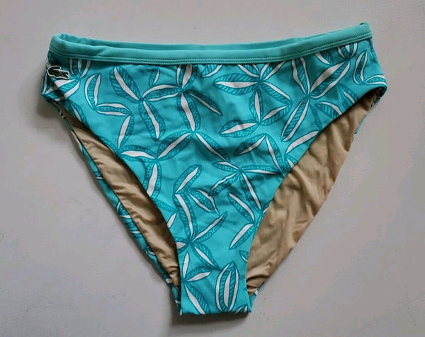 LACOSTE Bikini Swimsuit 2 Piece Size M Turquoise Blue Floral New With Pouch
