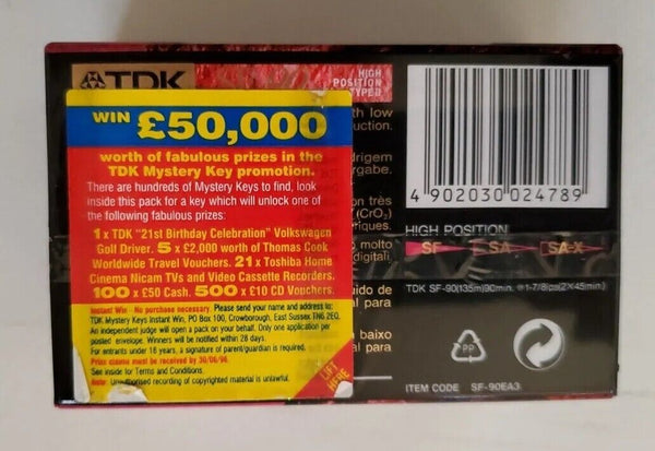 TDK SF 90 EA 3 x Cassette Tapes C90 IEC 2 Type 2 II High Position Factory Sealed
