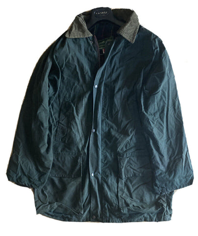 COUNTRY WEAR Wax Jacket Coat Mens L Green Mid Length Vintage Made In UK (21)
