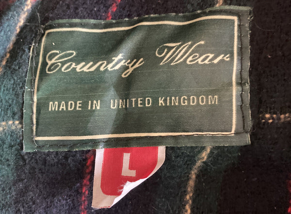 COUNTRY WEAR Wax Jacket Coat Mens L Green Mid Length Vintage Made In UK (21)