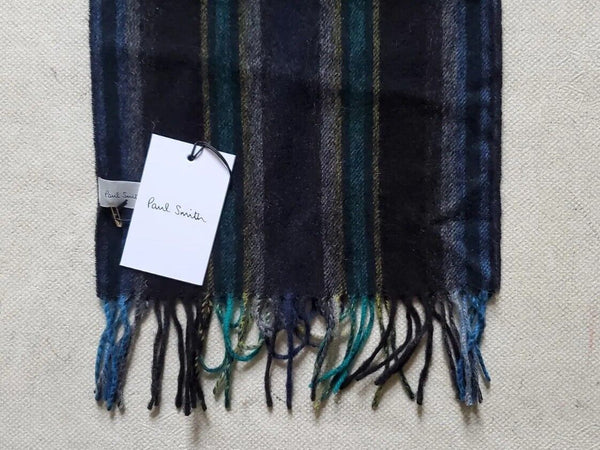 PAUL SMITH SCARF Mens Signature Stripes Lambswool Made In Uk Rrp £140