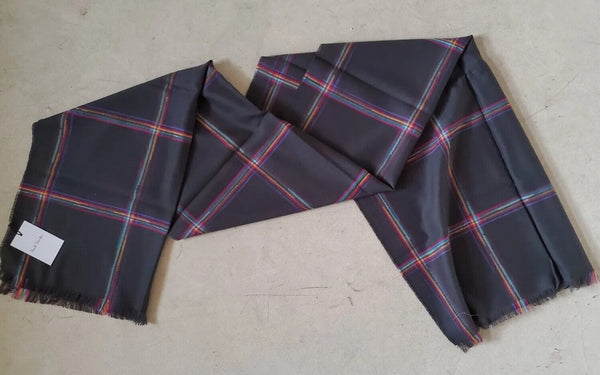 PAUL SMITH SCARF Mens Cashmere Wool Artist Check Grey Made in UK Rrp £165