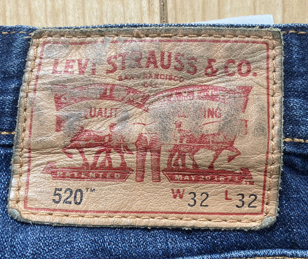 LEVIS 520 Jeans Mens W 34 L 32 Vintage Blue Denim Red Tab Regular Fit No 132
