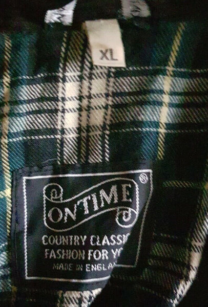 ON TIME Wax Jacket Coat Mens XL Green Waxed Cotton Vintage Made In UK (58)