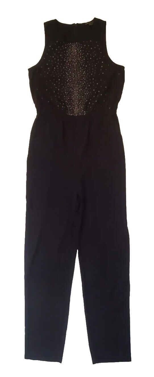 ARMANI EXCHANGE Jumpsuit Womens UK 8 Black Elasticated Waist Silver Studs New