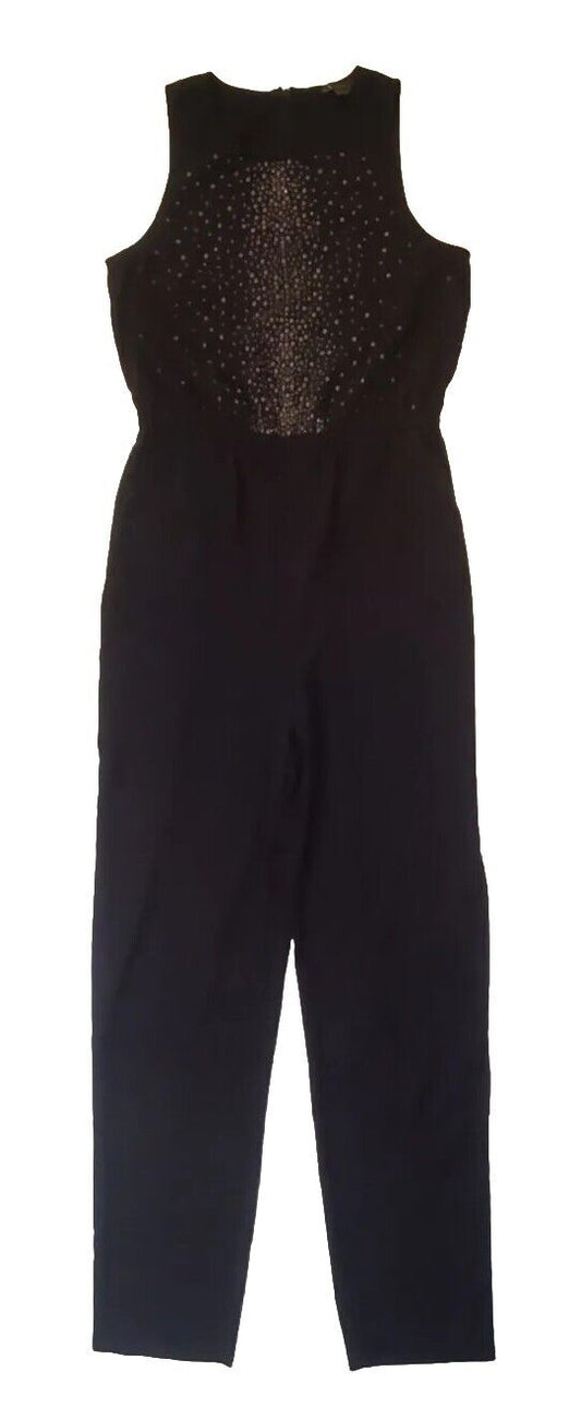 ARMANI EXCHANGE Jumpsuit Womens UK 8 Black Elasticated Waist Silver Studs New