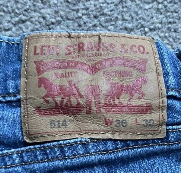 LEVIS 514 JEANS Mens W 36 L 30 vintage blue denim red tab regular fit A74
