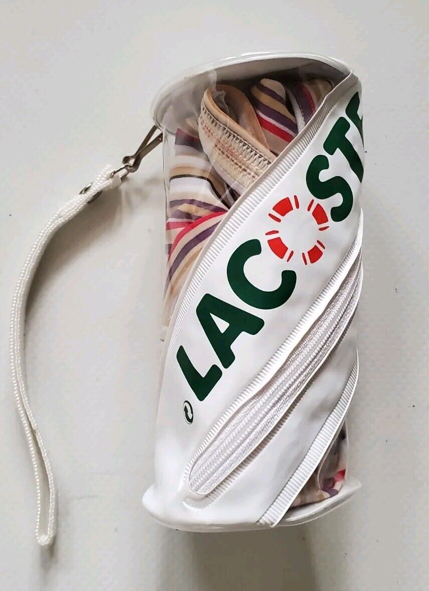 LACOSTE Swimsuit Swimming Costume 1 Piece Size XS Striped New With Pouch
