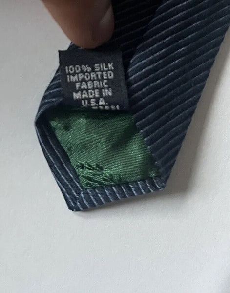 Vintage TOMMY HILFIGER TIE Silk Blue Gold Stripes Made in Usa Genuine 90's