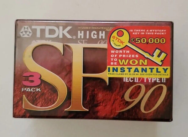 TDK SF 90 EA 3 x Cassette Tapes C90 IEC 2 Type 2 II High Position Factory Sealed