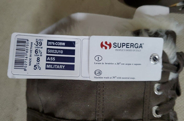 SUPERGA BOOTS Knee High Green Canvas Fur Lined Womens Uk 5.5 Eu 39 Rrp £160