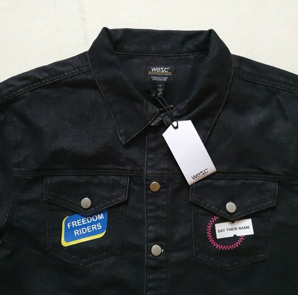 WESC Denim Trucker Jacket Black Mens L Womens XL RRP £130 Social Justice