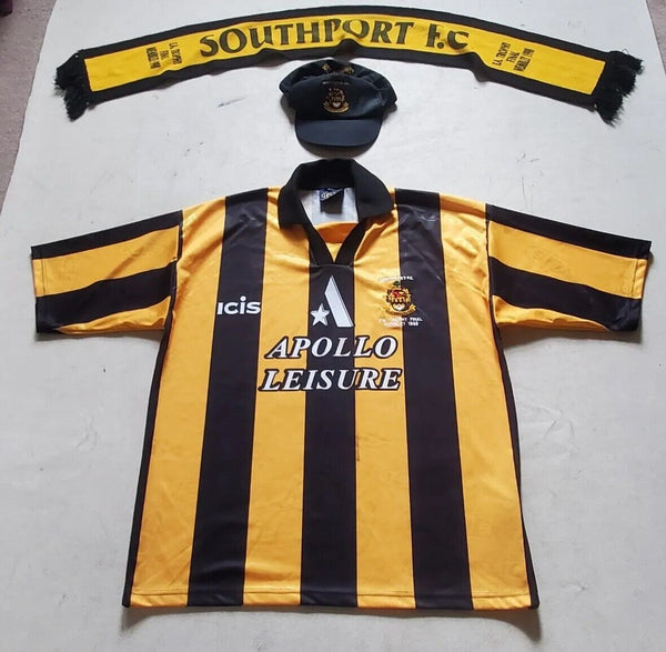 SOUTHPORT FC Jersey FA Trophy Final 1998 Shirt Scarf Cap Mens XL icis  - Rare