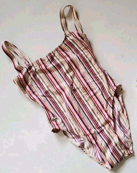 LACOSTE Swimsuit Swimming Costume 1 Piece Size S UK 8 Striped New With Tags