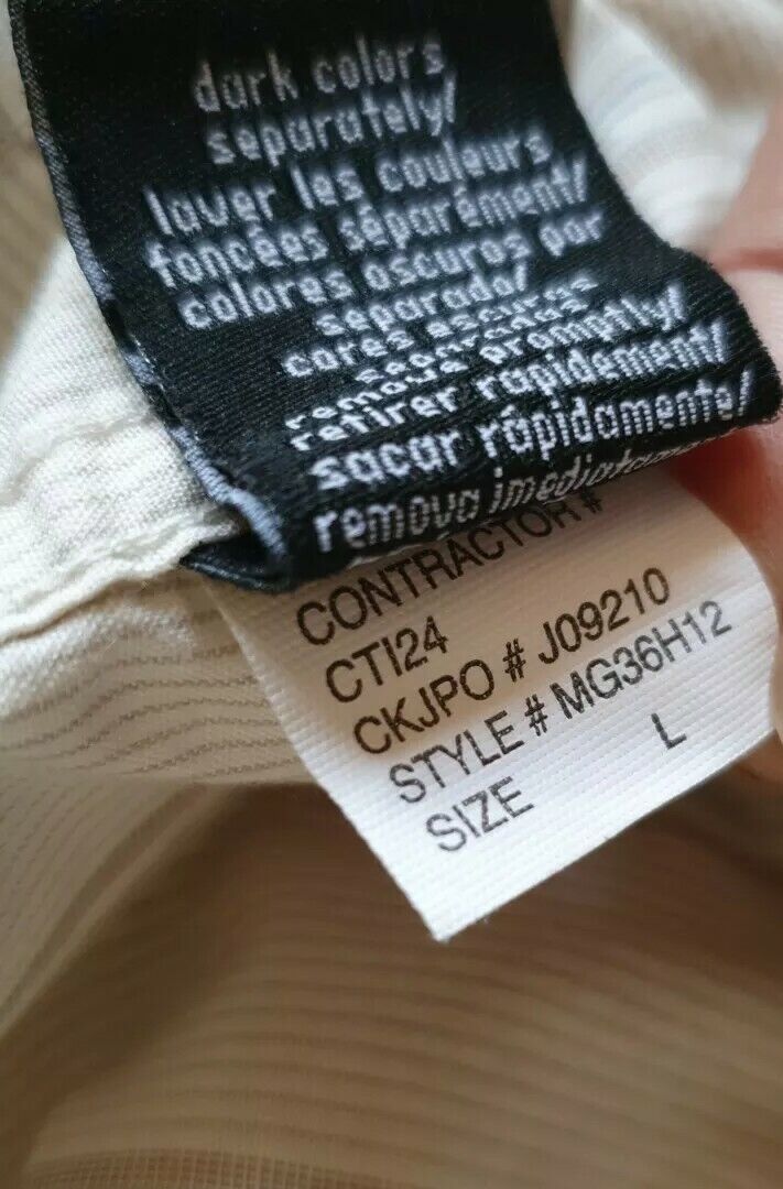CALVIN KLEIN SHIRT Mens L Short Sleeved Striped Blue and Beige