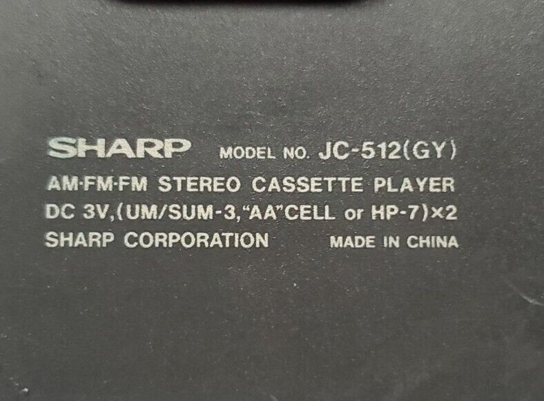 SHARP JC-512 GY Stereo Cassette Player Radio - Parts Spares Or Repair