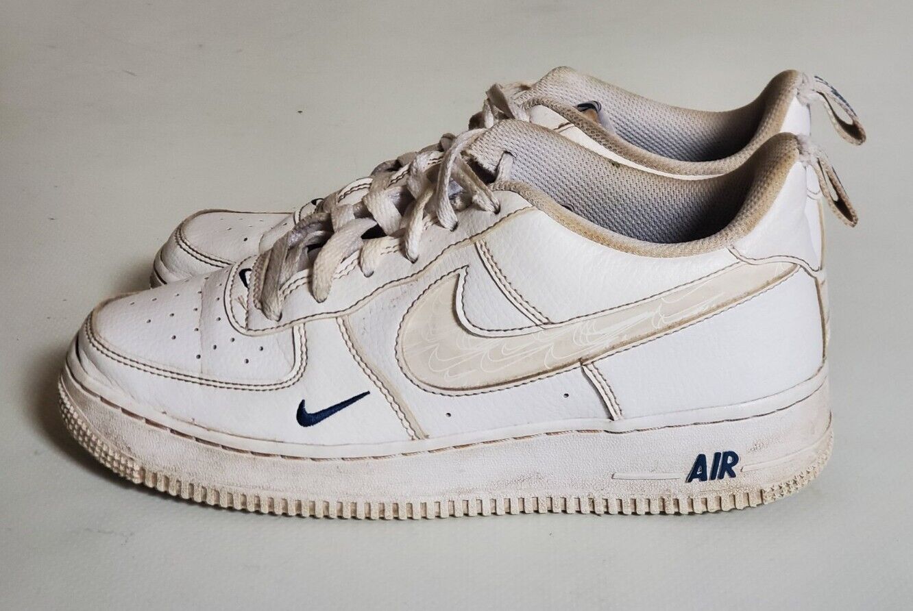 NIKE AIR FORCE 1 LV8 White Blue Womens Uk 6 Eu 39 Leather