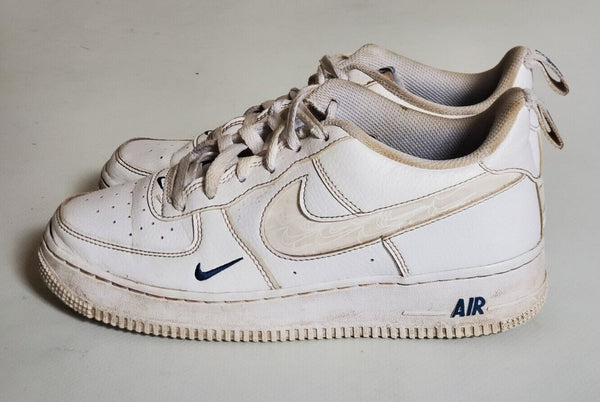 NIKE AIR FORCE 1 LV8 White Blue Womens Uk 6 Eu 39 Leather