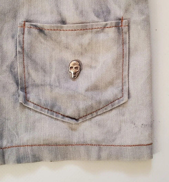 Vintage Alchemy Battle Dress Denim Waistcoat Vest Skull 1989 Razmataz England