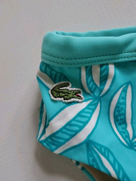 LACOSTE Bikini Swimsuit 2 Piece Size S Turquoise Blue Floral New With Pouch