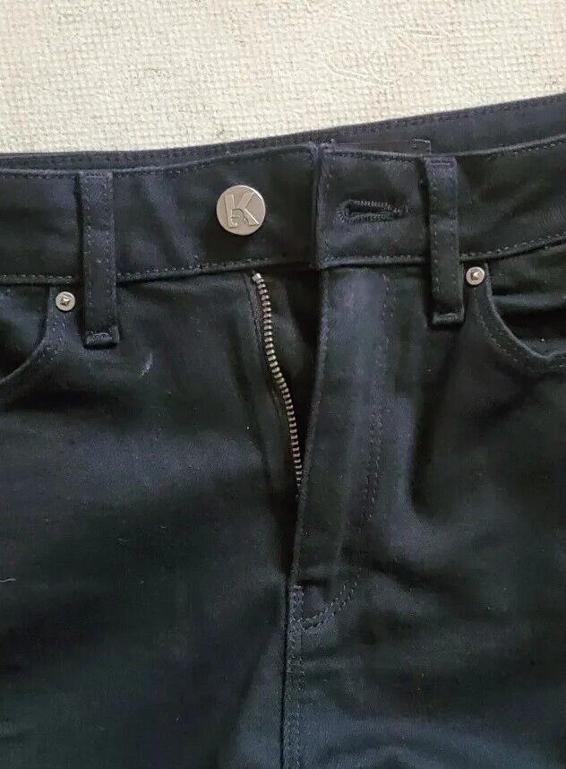 Womens KARL LAGERFELD JEANS W 27 L 30 Black Stretch White Stripe Logo Were €205