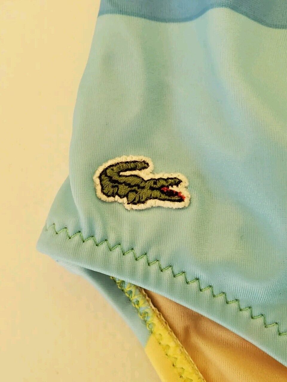 LACOSTE Swimsuit Swimming Costume 1 Piece Size XS Blue Green New With Pouch