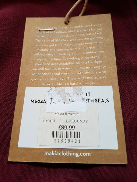 MAKIA OVER SHIRT Reversible Mens S  North Sea Fishing Green Burgundy Thick Weave