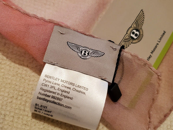 BENTLEY SILK SCARF Womens Pink Orange Watercolours Handmade in Italy Rrp £125