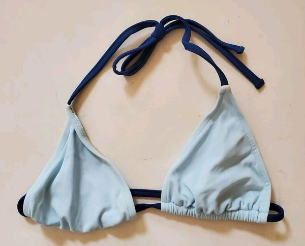 LACOSTE Bikini Swimsuit 2 Piece Size M Twotone Blue Halter Neck New With Pouch