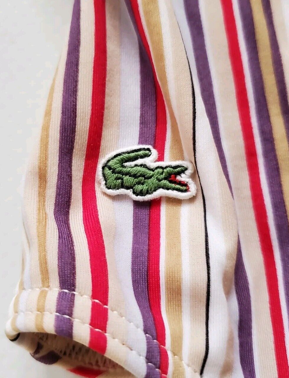 LACOSTE Swimsuit Swimming Costume 1 Piece Size S Striped New With Pouch