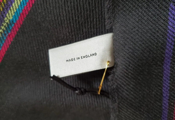 PAUL SMITH SCARF Mens Cashmere Wool Artist Check Grey Made in UK Rrp £165