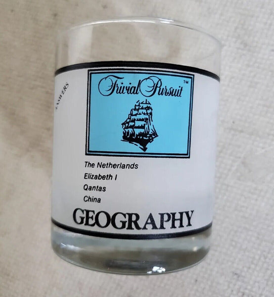 TRIVIAL PURSUIT GLASSES Tumblers Set Of 6 With Stirrers New Unused Vintage 80's