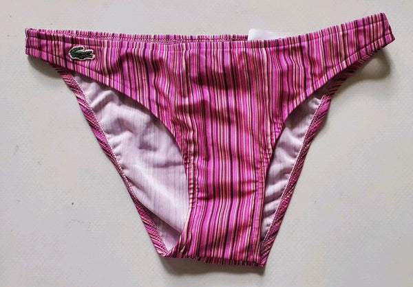 LACOSTE Bikini Swimsuit 2 Piece Halter Neck Size XS Pink Striped New With Pouch