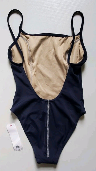 LACOSTE Swimsuit Swimming Costume 1 Piece Size XS Navy Blue New With Tags