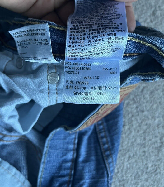 LEVIS 514 JEANS Mens W 36 L 30 vintage blue denim red tab regular fit A74