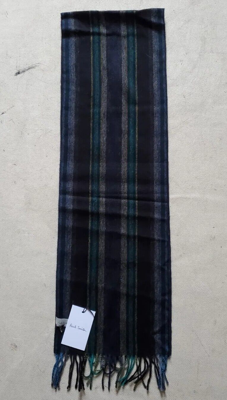PAUL SMITH SCARF Mens Signature Stripes Lambswool Made In Uk Rrp £140