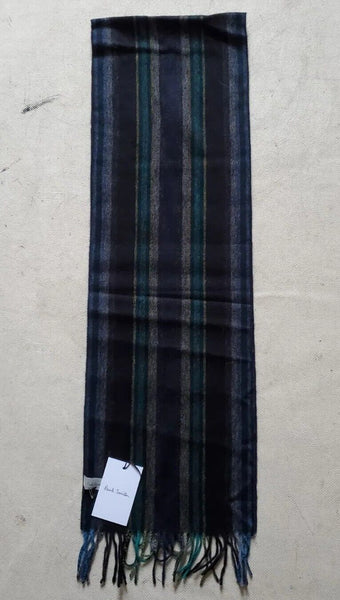 PAUL SMITH SCARF Mens Signature Stripes Lambswool Made In Uk Rrp £140