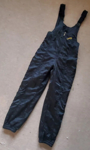 CHAMPION Sport Salopettes Ski Trousers Pants Womens UK 12 Black Gold Vintage 80s