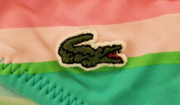 LACOSTE Bikini Swimsuit 2 Piece Halter Neck Size M Striped New With Pouch